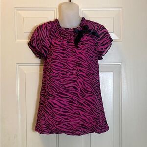George Pink and Black Zebra Print Blouse with Decorative Detail Ws,Sz L (10-12)